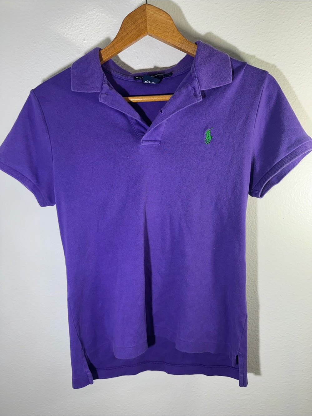 Ralph Lauren Purple Polo with Green Logo - Womens Short Sleeve